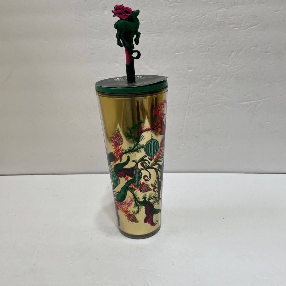 NEW WITH TAGS STARBUCKS 2024 HOLIDAY REINDEER PEACOCK COLLECTION COLD CUP TUMBLR
